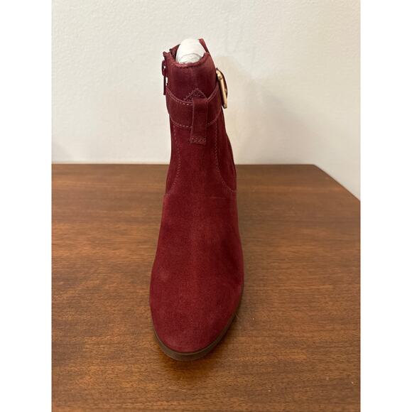 Diba Sleek Burgundy Suede Heeled Booties Size 6 New - Picture 3 of 7